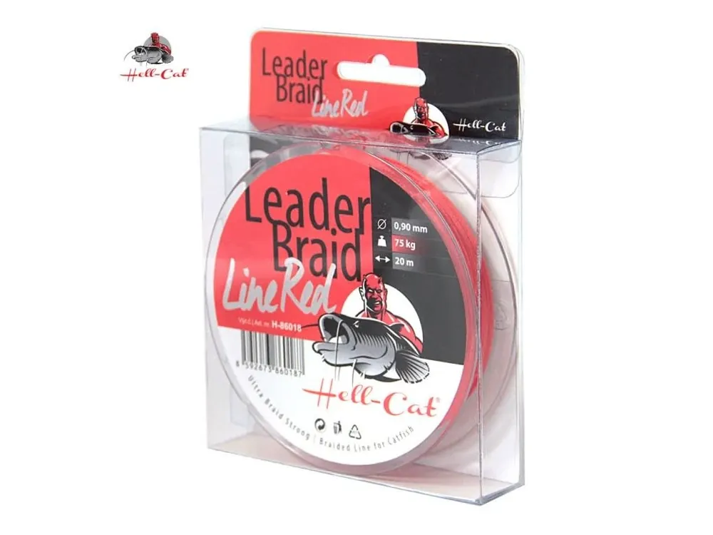Značkový Hell-Cat Splétaná návazcová šňůra Leader Braid Line Red 20m