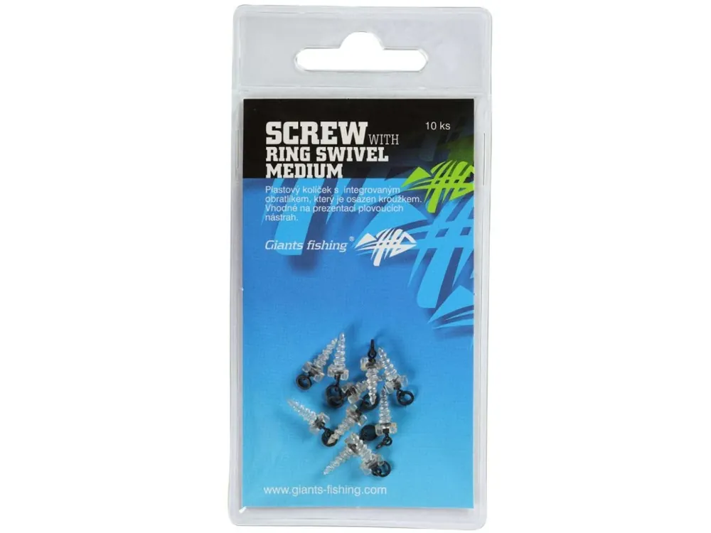 Giants fishing Kolíček s obratlíkem a kroužkem Screw with Ring Swivel Medium 10ks Vysoce Kvalitní