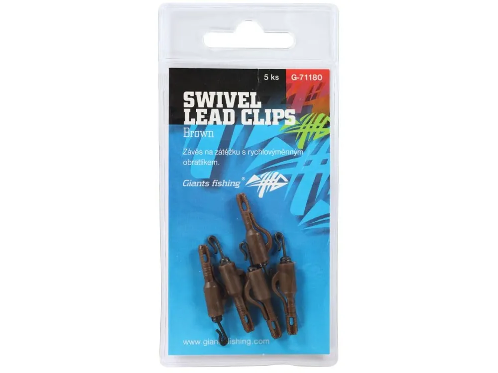 Giants fishing Závěs na boční olovo Swivel Lead Clips Brown 5ks Poslední Šance
