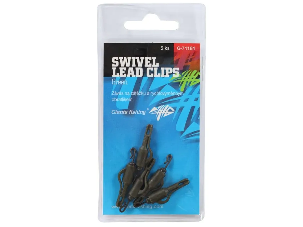 Giants fishing Závěs na boční olovo Swivel Lead Clips Green 5ks Omezená Nabídka