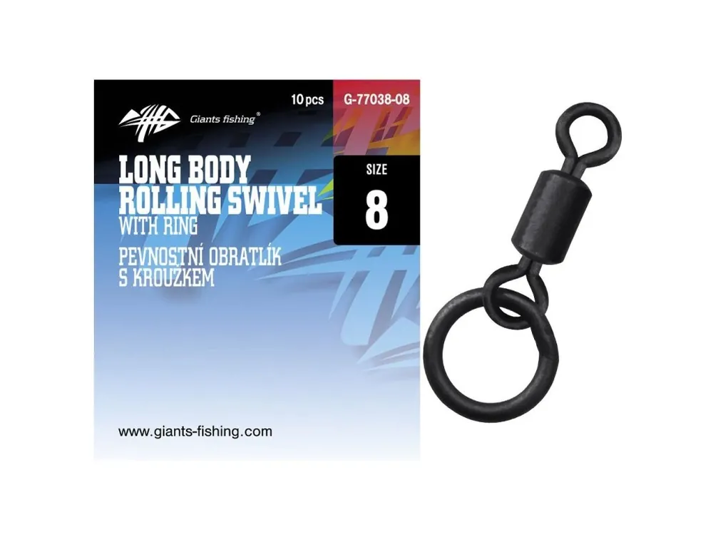 Jen Po Omezenou Doba Giants fishing Pevnostní obratlík s kroužkem Long Body Rolling Swivel with Ring 10ks