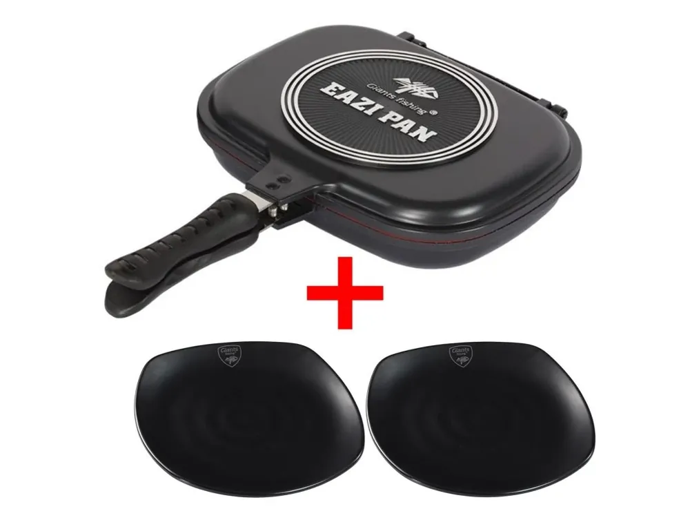 Giants fishing Akční set Pánev na vaření Eazi Medium + 2x Talíř Plate Black Large! Autentický