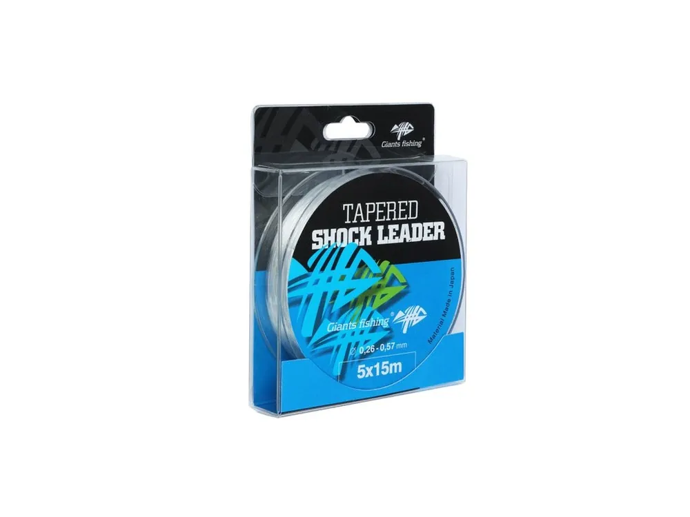 Cenově Výhodný Giants fishing Ujímaný šokový vlasec Tapered Shock Leader 5 x 15 m / 0,35 - 0,65 mm