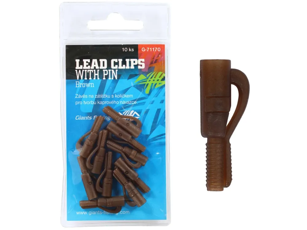 Poslední Šance Giants fishing Závěs na boční olovo Lead Clip with Pin Brown/10ks