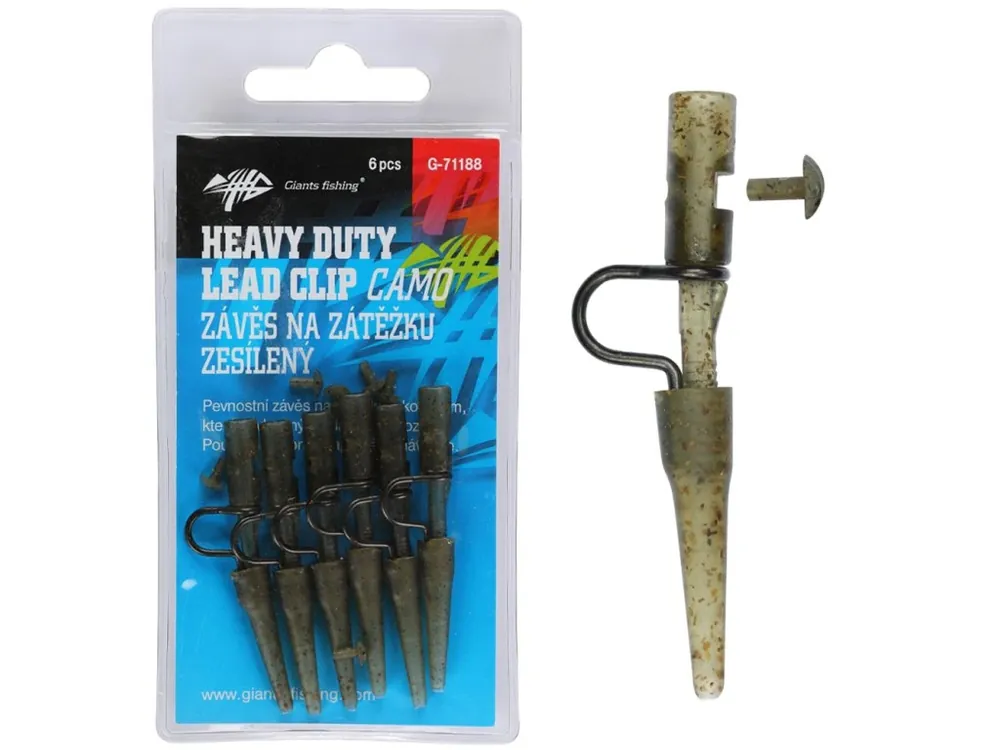 Giants fishing Závěs na zátěžku Heavy Duty Lead Clip with Pin Camo 6ks Bezpečná Platba
