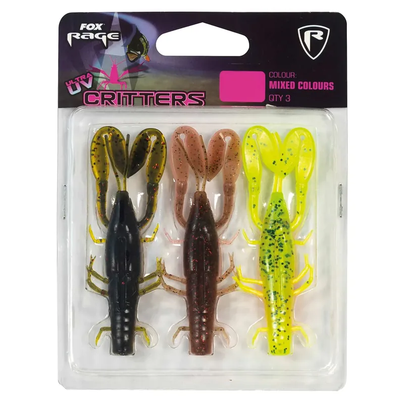 Časově Omezené Fox Rage Critter 9 cm (3,5") Mixed UV Colour Pack 3 Stück