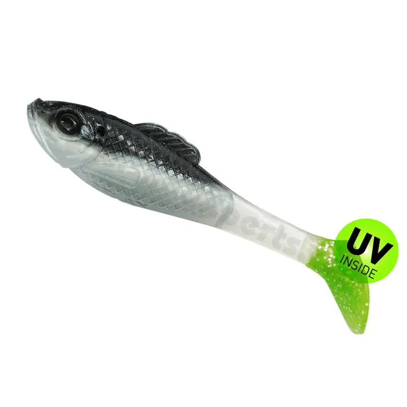 Relax Super Shad 8cm (3") Reinweiß/Schwarz 3 Stück Jen Po Omezenou Doba