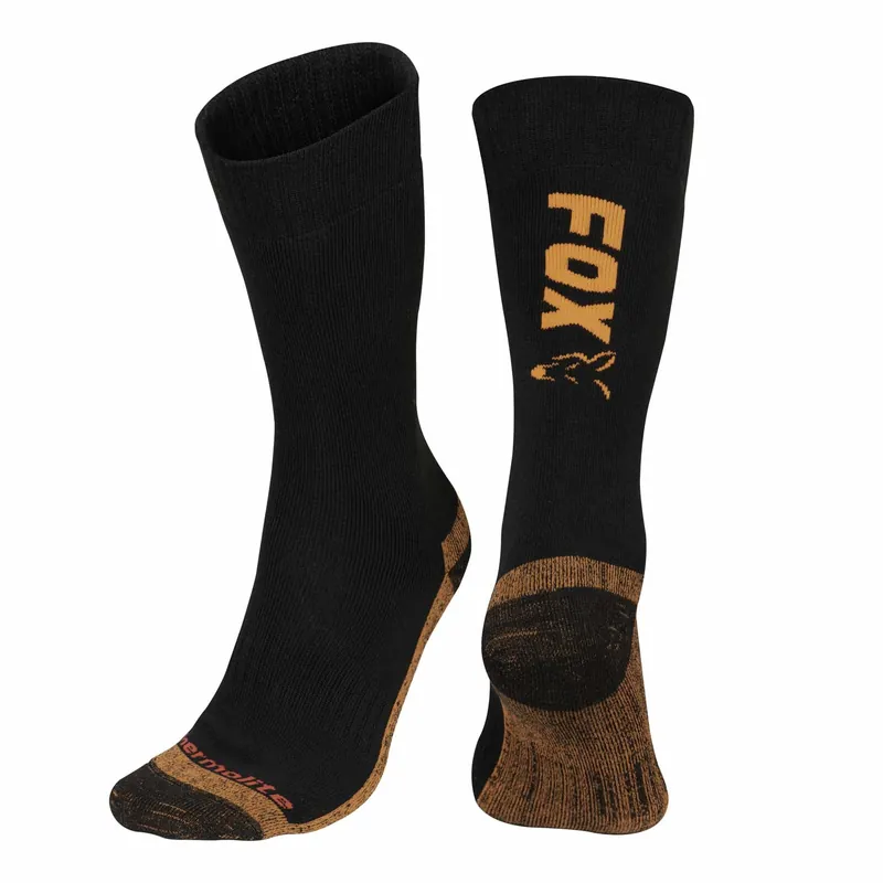 Fox Collection Black Orange Thermolite Long Sock Size 44-47 Nejprodávanější