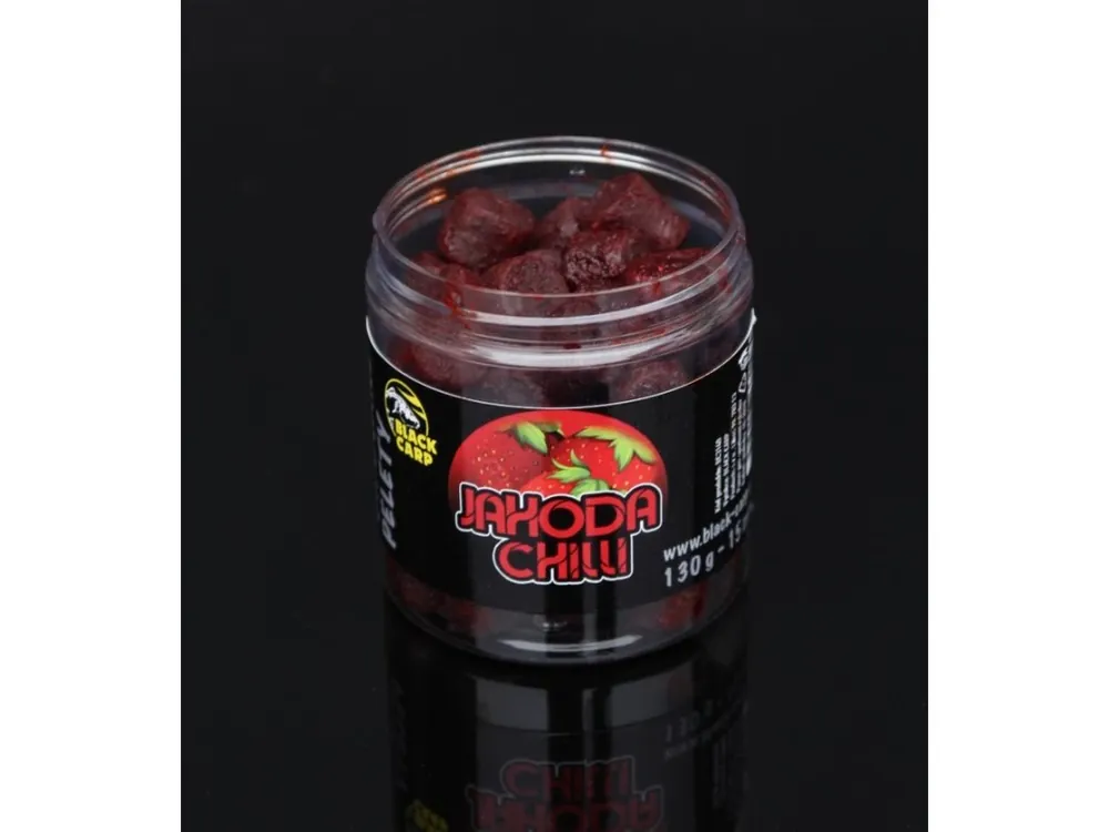 Výhodná Nabídka Black Carp - Dipované Pelety Jahoda - Chilli 15mm 130g
