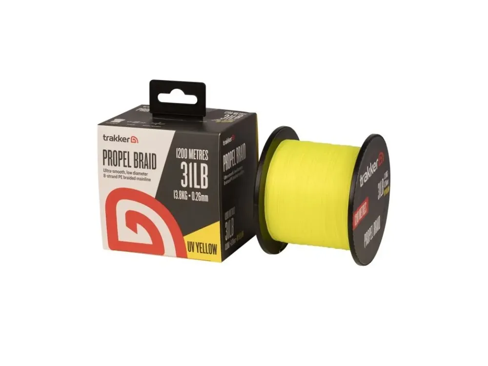 Trakker Kmenová pletená šňůra Propel Braid 0,26mm, 31lb, 1200m, UV-Yellow Oblíbený