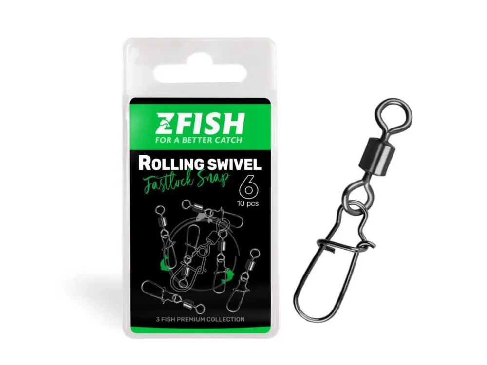 Aktuální ZFISH Obratlík s Karabinou Rolling Swivel & Fastlock Snap