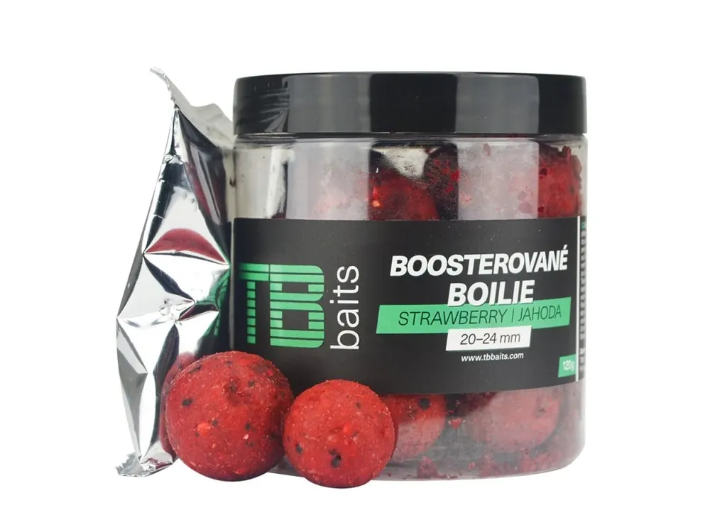 Jen Po Omezenou Doba TB Baits Boosterované Boilie Strawberry 120 g 20-24 mm