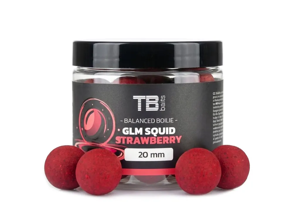 TB Baits Vyvážené Boilie Balanced + Atraktor GLM Squid Strawberry 100 g Sezónní Sleva