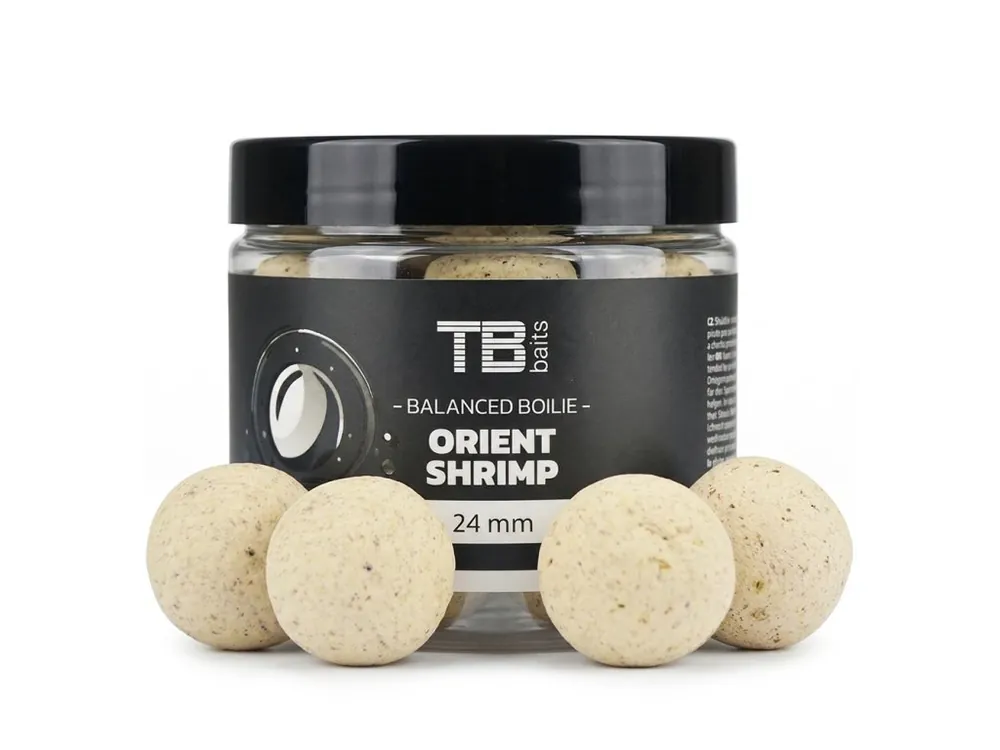 TB Baits Vyvážené Boilie Balanced White Edition + Atraktor Orient Shrimp 100 g Aktuální