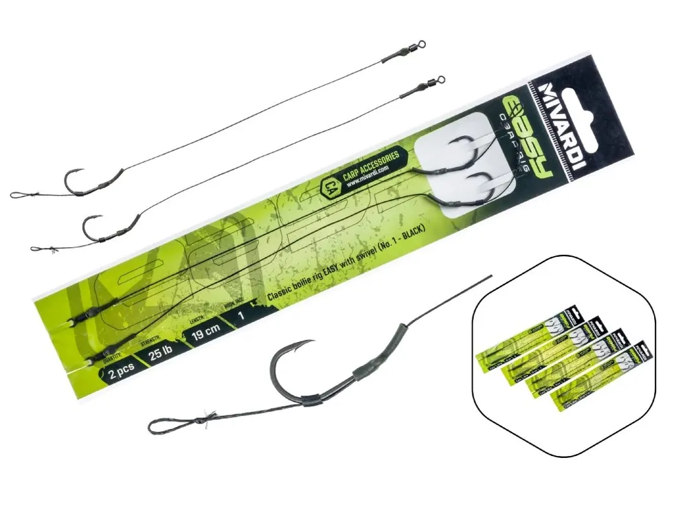 Novinka Mivardi Classic boilie rig Easy s obratlíkem vel. 2 černý