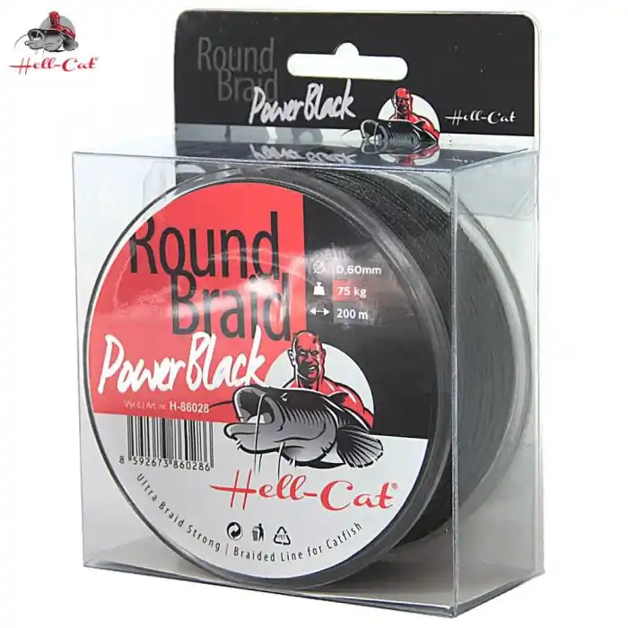 Hell-Cat Splétaná šňůra Round Braid Power Black 200m 0,50mm, 57,50kg Nová Kolekce