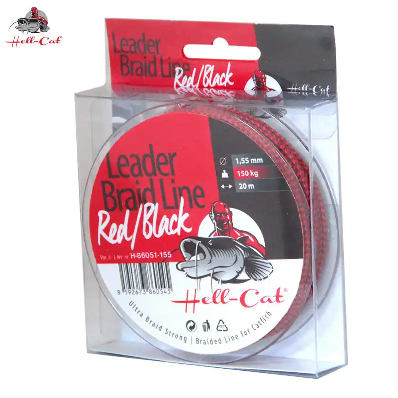 Objednat Nyní Splétaná šňůra Hell-Cat - Leader Braid Line Red/Black 20m 0.90mm/75kg