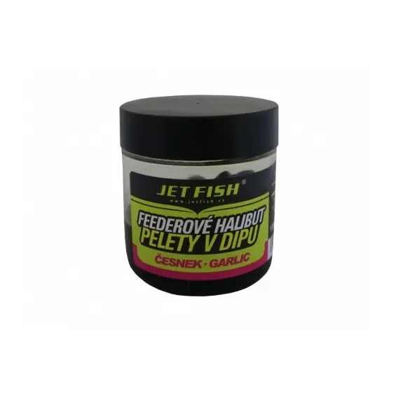 JetFish - Feederové halibut pelety v dipu 120g - 12mm ČESNEK Časově Omezené