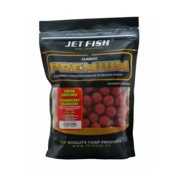 Finální Výprodej JetFish - Boilies CLASICC PREMIUM - JAHODA/BRUSINKA 20mm 700g