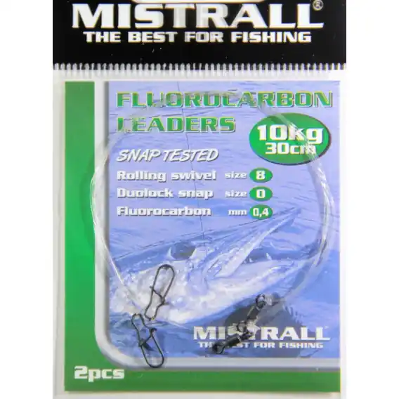 MISTRALL Fluorocarbon leaders 30cm - 10kg(2ks) Omezená Nabídka