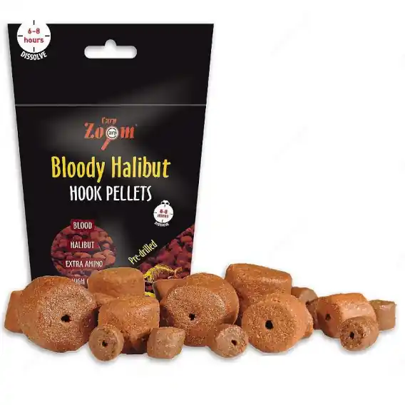 Pelety CARP ZOOM Bloody Halibut Hook Pellets - 20mm předvrtané Výhodná Nabídka