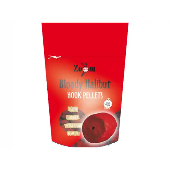 Pelety CARP ZOOM Bloody Halibut Hook Pellets - Jahoda - 8mm předvrtané Must-Have