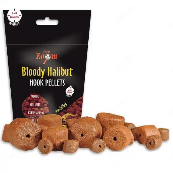 Tovární Cena Pelety CARP ZOOM Bloody Halibut Hook Pellets - 15mm předvrtané