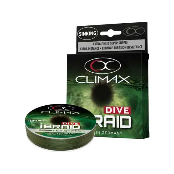 CLIMAX Potápivá šňůra iBraid DIVe olivová 0,10mm/4,1kg/135m Cenová Bomba