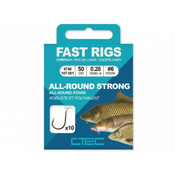 SPRO - Ctec návazec fast rigs allround strong háček vel. 6 0,28mm/50cm 10ks Cenová Bomba