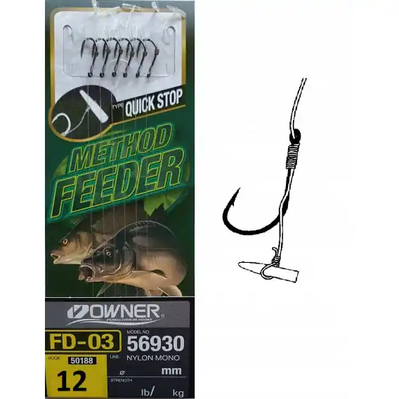 Nejlepší Volba OWNER - Hotové návazce METHOD FEEDER FD-03 0,22mm vel. háčku 12