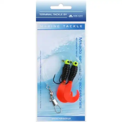 Mikado Pilk Twist Jighead Rig 7.5cm 2x3g Černočervený Finální Výprodej