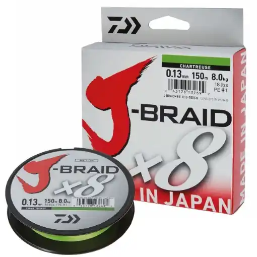Daiwa J-Braid X8 Chartreuse 150m 0.06mm 4.0kg Výhodná Nabídka