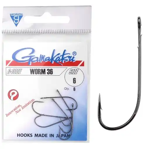 Autentický Gamakatsu Worm 36 Hook 1/0 6ks