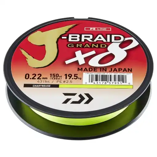 Daiwa J-Braid Grand X8 Chartreuse 270m 0.16mm 10.0kg Novinka