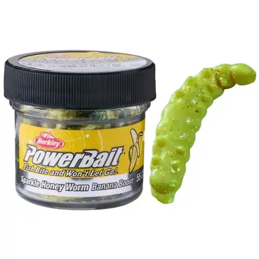 Berkley PowerBait Sparkle Honey Worm Banana Yellow/Scales 25mm 55ks Levný