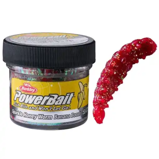 Jen Po Omezenou Doba Berkley PowerBait Sparkle Honey Worm Banana Red/Scales 25mm 55ks