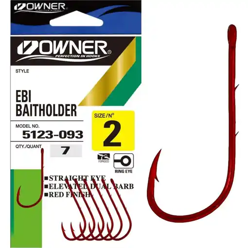Owner 5123 Ebi Baitholder Hook Red 1/0 6Stk. Expresní Doručení