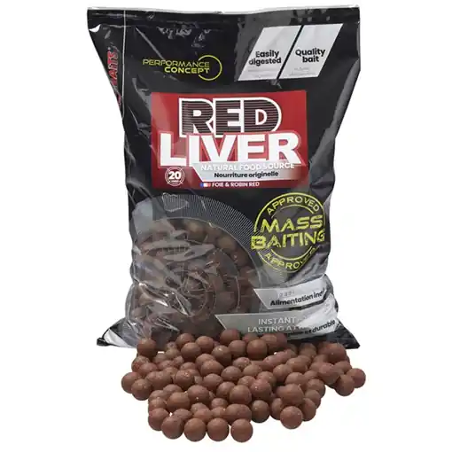Starbaits Mass Baiting Boilie Red Liver 3kg 20mm Přímo Od Výrobce