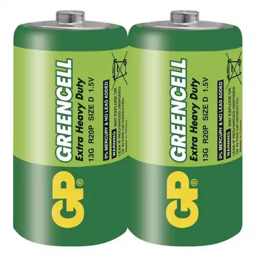Ověřený Baterie GP Greencell D R20 1.5V 2ks
