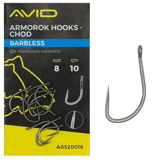 Avid Carp Armorok Chod Hooks 8 Barbless Nová Kolekce
