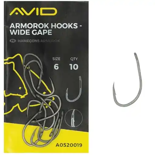 Avid Carp Armorok Wide Gape Hooks 6 Barbed Nová Kolekce