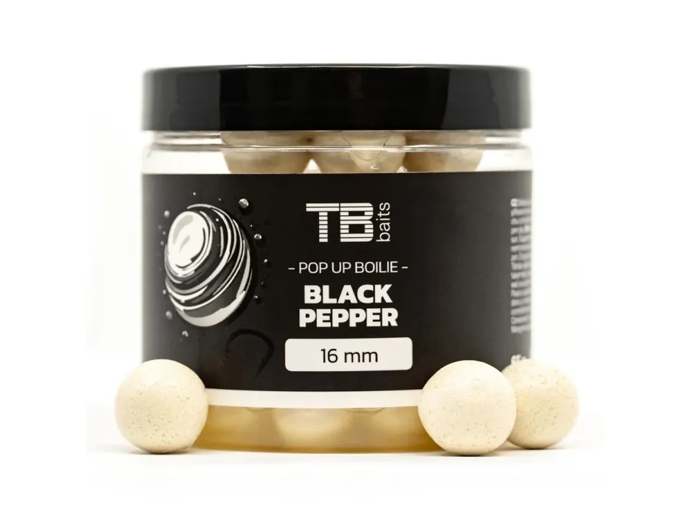 Bezpečná Platba TB Baits Plovoucí Boilie Pop-Up White Black Pepper + NHDC 65 g