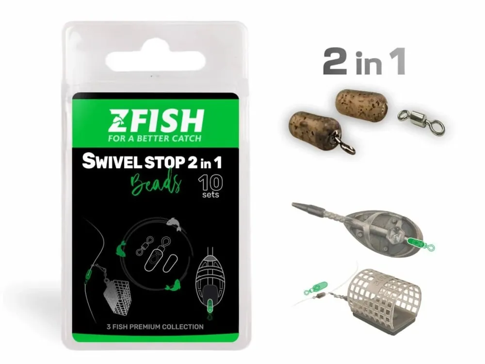 Ověřený ZFISH Konektor Swivel Stop Beads 2in1