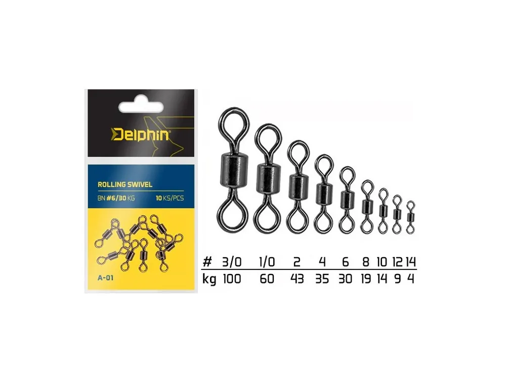 Delphin Obratlík Rolling Swivel 10 ks Novinka