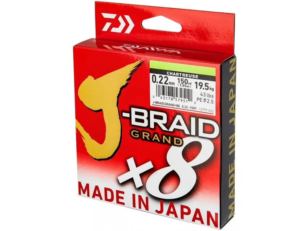 Odeslání Ihned Daiwa Splétaná Šňůra J-Braid Grand X8E Chartreuse 135 m