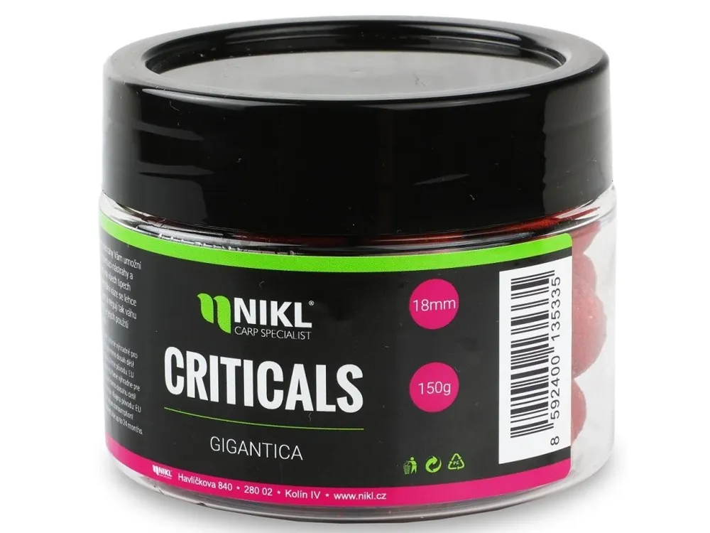 Speciální Cena Nikl Boilie Criticals Gigantica 150 g