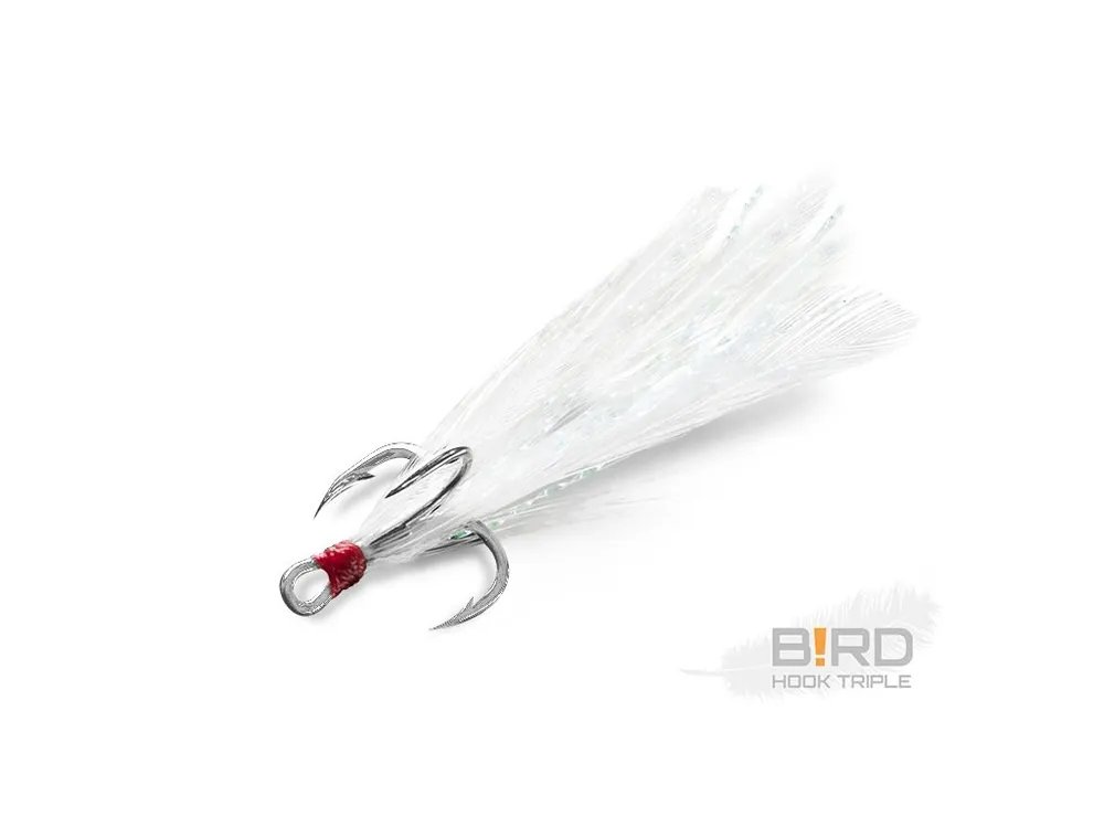 Delphin Trojháček Bird Hook Triple Bílá Pírka 3 ks Speciální Cena
