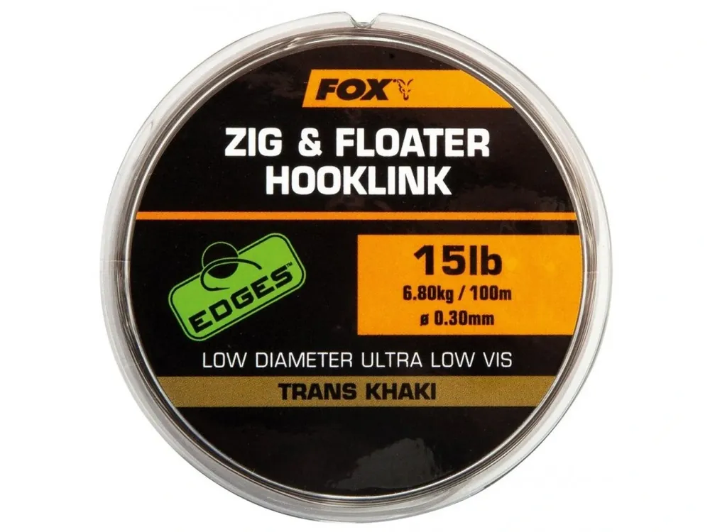 Pouze Dnes Fox Edges Zig & Floater Hooklink Trans Khaki 100 m-Průměr 0,28 mm / Nosnost 5,44 kg