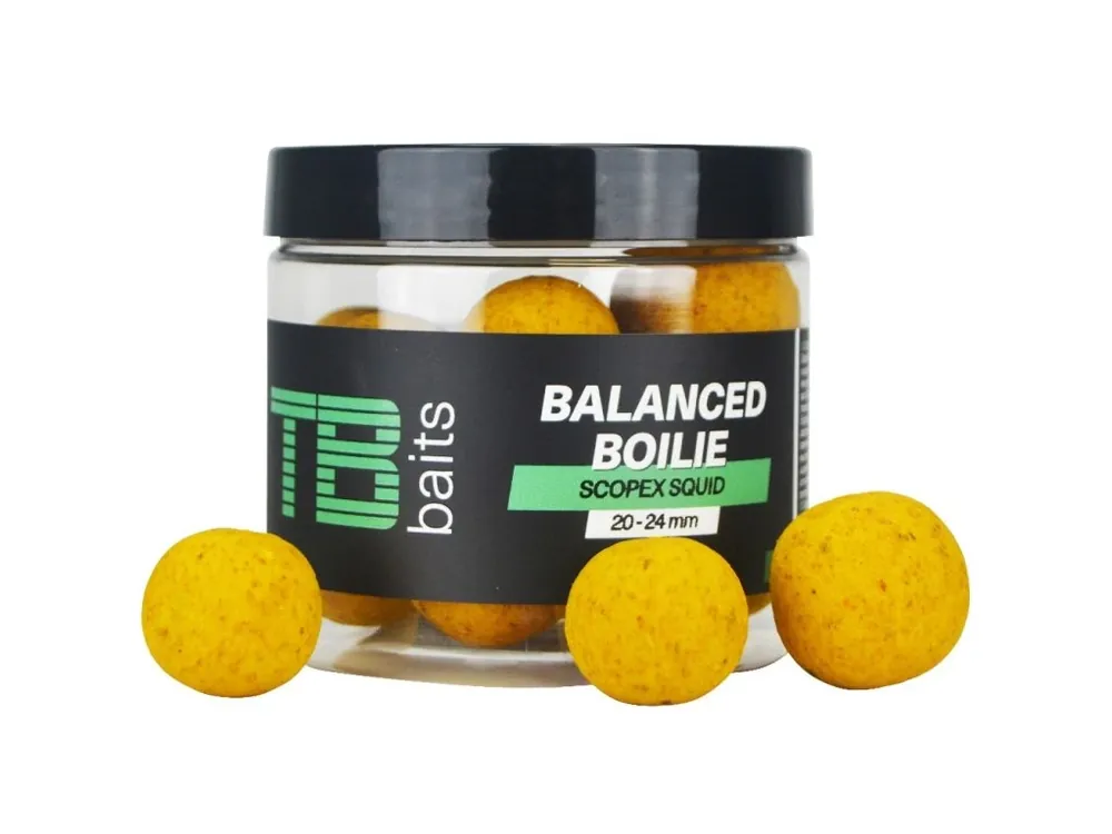 Nakupujte Hned TB Baits Vyvážené Boilie Balanced + Atraktor Scopex Squid 100 g 20-24 mm