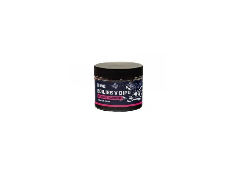 Speciální Cena LT Baits Boiles v Dipu Extrémní Jahoda 300 g